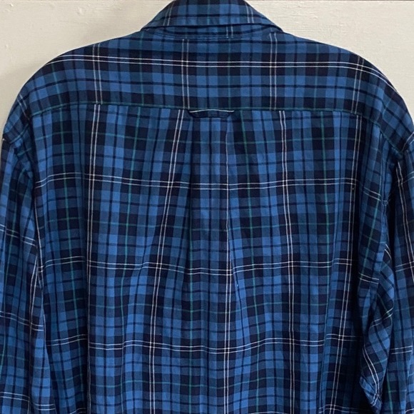 IZOD Men's Plaid Button Down Long Sleeve Shirt Blue Navy White Green -‎ XL EUC - Picture 3 of 10